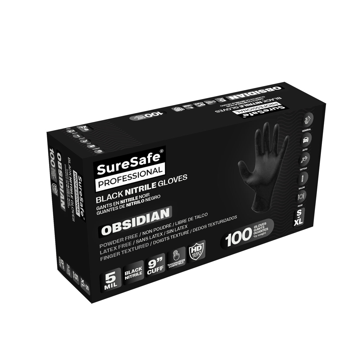SureSafe OBSIDIAN 5MIL Disposable Nitrile Gloves Black SureSafe