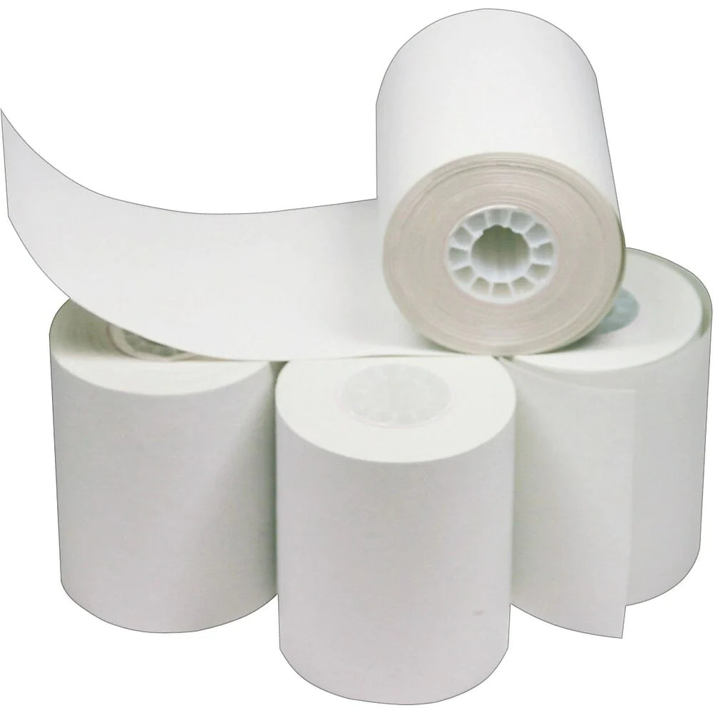 Pack of white thermal receipt paper rolls