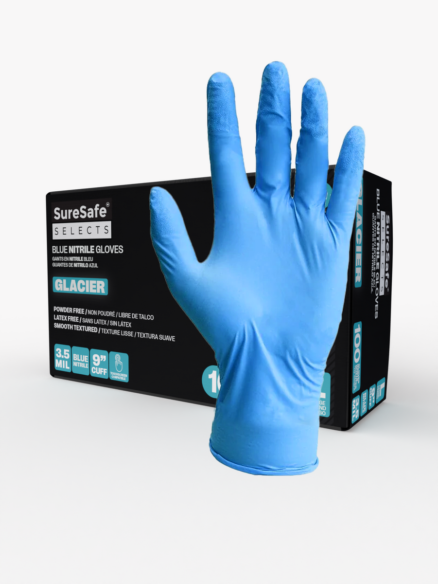 Blue Nitrile Disposable Gloves, 3.5MIL | SureSafe GLACIER – SureSafe ...