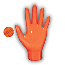 Load image into Gallery viewer, Orange Nitrile Gloves: 8 mil Thickness with Diamond Grip
