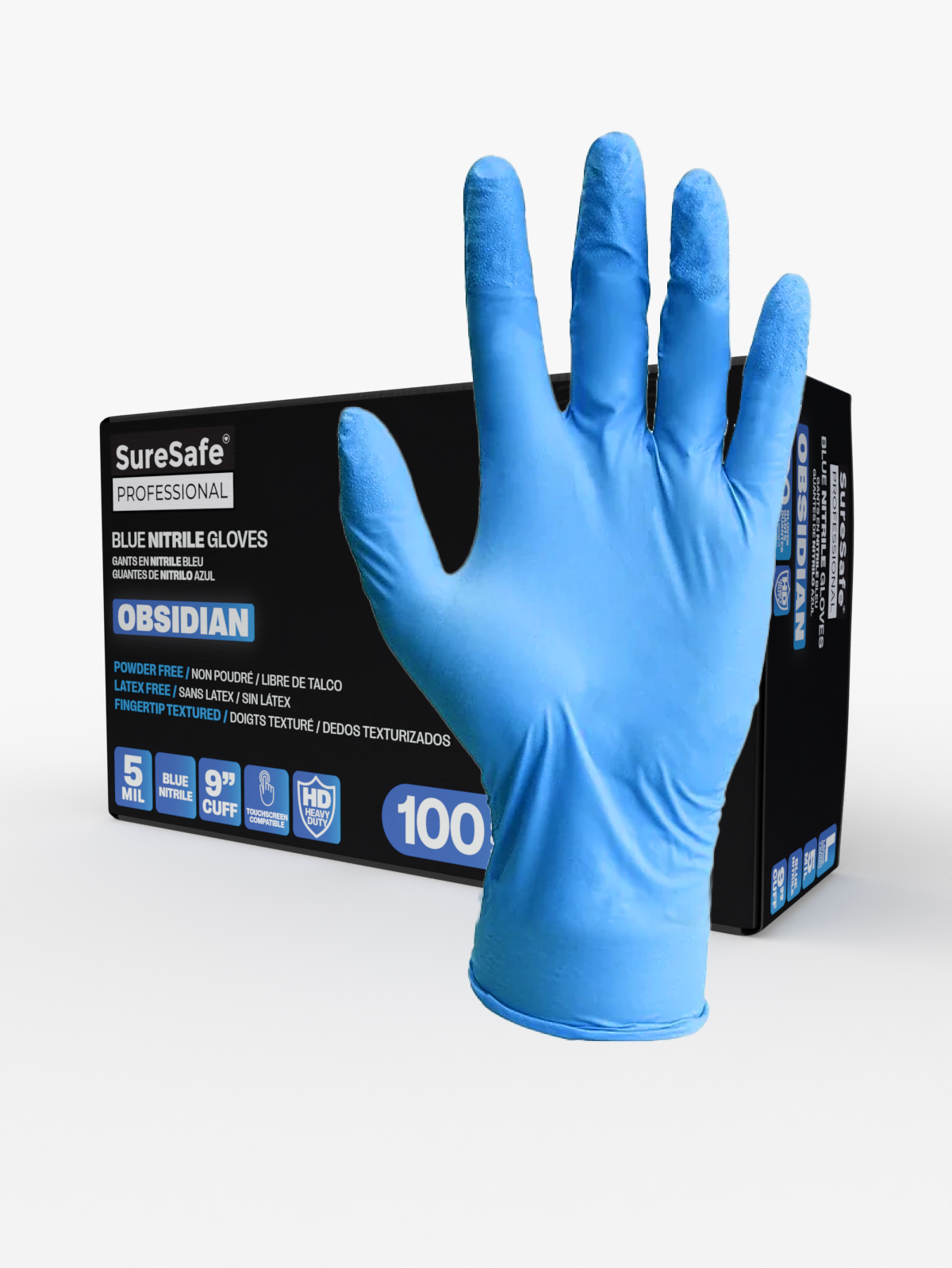 SureSafe OBSIDIAN 5MIL Disposable Nitrile Gloves - Blue