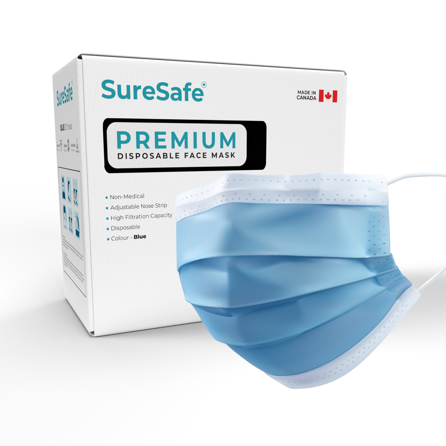 SureSafe Premium Disposable Face Mask - BLUE- 100's