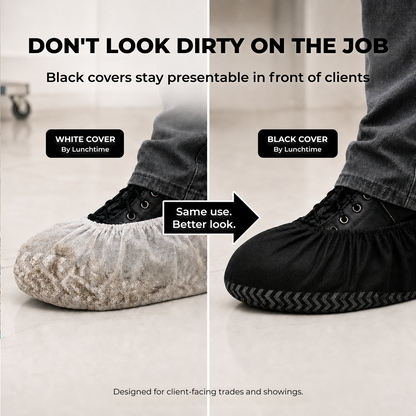 SureSafe black shoe cover vs light cover: same use, black stays looking cleaner longer