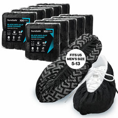 SureSafe Anti-Skid Shoe Covers (Black) - One Size Fits All 1000's