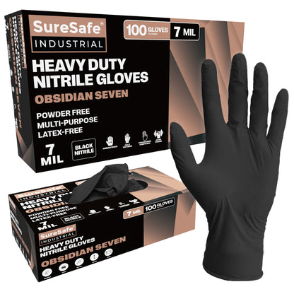 SureSafe OBSIDIAN SEVEN Nitrile Heavy Duty 7MIL - BLACK