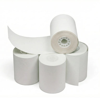 SureSafe bright white 3 1/8 inch x 220 foot thermal paper rolls, BPA-free, bulk 50 count case for POS systems.