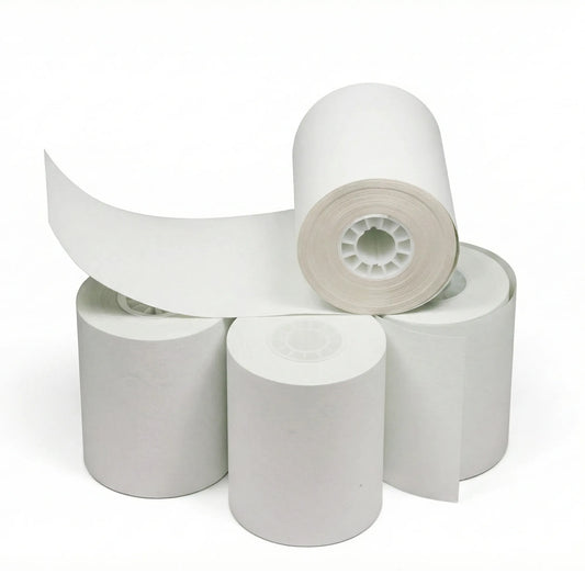 SureSafe bright white 3 1/8 inch x 220 foot thermal paper rolls, BPA-free, bulk 50 count case for POS systems.